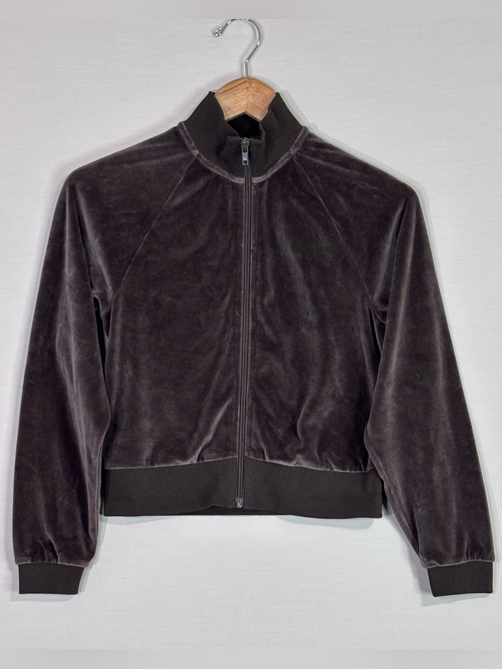 SKIMS Velour Zip Jacket Dark Sepia Cropped Track Jacket NWT Soft Glam